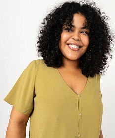 blouse manches courtes fluide a col v femme grande taille vert chemisiers et blousesF459601_2