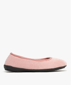 GEMO Chaussons ballerines en velours côtelé femme rose standard