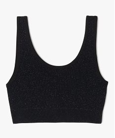 GEMO Brassière en maille côtelée à paillettes fille Noir