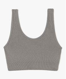 GEMO Brassière en maille côtelée à paillettes fille Gris