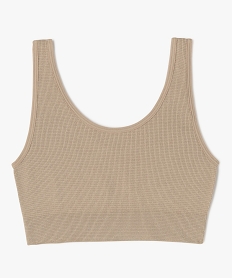 GEMO Brassière en maille côtelée à paillettes fille Beige