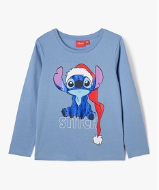 GEMO Tee-shirt manches longues avec motif Stitch fille - Disney Bleu