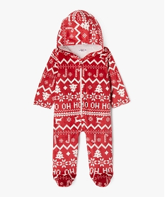 GEMO Surpyjama à capuche en velours fin motif Noël bébé Rouge