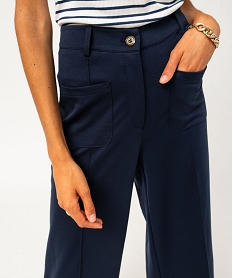 pantalon large en maille extensible femme bleu pantalonsF492601_2