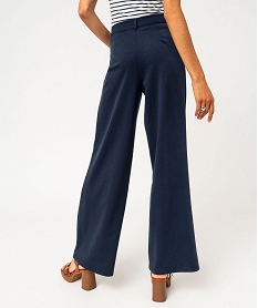 pantalon large en maille extensible femme bleu pantalonsF492601_3