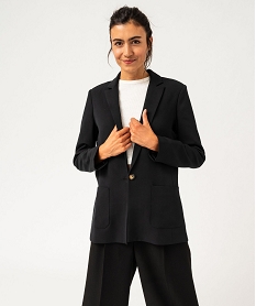 veste blazer coupe droite fermeture un bouton femme noirF493001_2