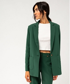 veste blazer coupe droite fermeture un bouton femme vert vestesF493101_1