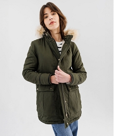 GEMO Parka à capuche et doublure chaude femme Vert