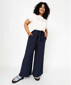 pantalon large et fluide en matiere froisse femme grande taille bleuF499701_4