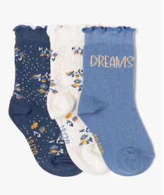 GEMO Chaussettes à motifs fleuris bébé fille (lot de 3) bleu standard