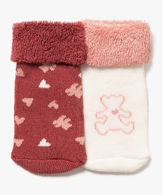 GEMO Chaussettes en maille bouclette douillette imprimée bébé (lot de 2) - LuluCastagnette rose standard