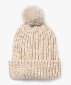 GEMO Bonnet à pompon avec fil métallisé fille beige standard