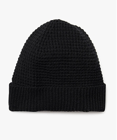 GEMO Bonnet à revers doublé polaire homme noir standard