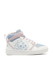 GEMO Baskets montantes à lacets et zip imprimé fille - Stitch Bleu