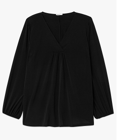 blouse manches longues a col v femme grande  taille noirF664801_4