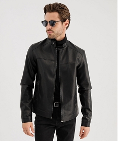 GEMO Blouson en cuir imitation avec fermeture zippée homme noir standard