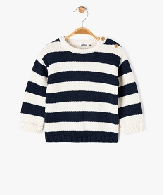 GEMO Pull en grosse maille à larges rayures bébé garçon navy