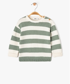 GEMO Pull en grosse maille à larges rayures bébé garçon vert standard