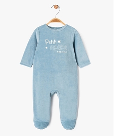 GEMO Pyjama en velours avec message sur le buste bébé bleu standard