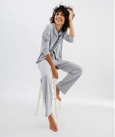GEMO Pyjama deux pièces femme : chemise et pantalon gris standard