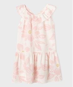 GEMO Robe sans manches à volants en voile de coton fleuri fille rose standard