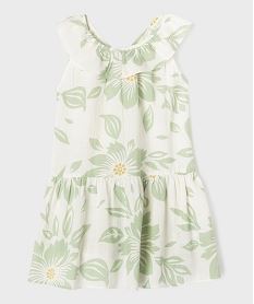 GEMO Robe sans manches à volants en voile de coton fleuri fille Vert