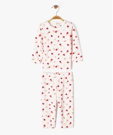 GEMO Pyjama en velours 2 pièces motifs cœurs bébé fille blanc standard