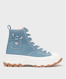 GEMO Baskets montantes en toile motif Stitch femme - Disney bleu standard