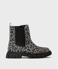 GEMO Boots crantés à motif léopard fille - Lovely Wings gris standard