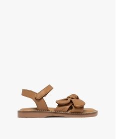 GEMO Sandales en cuir à scratch et brides nouées fille Brun