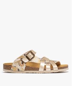 GEMO Mules plates à brides fantaisie et semelle liège femme - Valentina Baldano dore