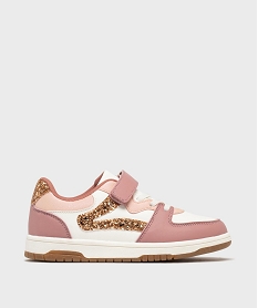 GEMO Baskets basses multicolores à lacets élastiques et scratch fille - 5 Miles rose standard