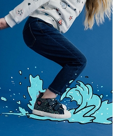 GEMO Baskets montantes en toile enduite à motifs fleuris fille - Lovely Wings Bleu