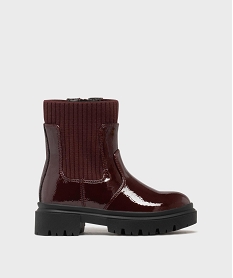 GEMO Boots vernis à col chaussette fille Rouge