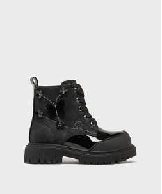 GEMO Bottines bi-matières avec motifs en relief fille - Lovely Wings noir standard