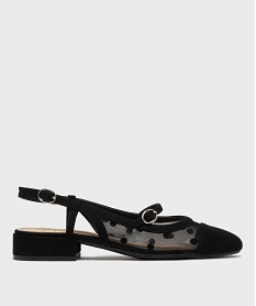 GEMO Escarpins sling-back en résille à talon plat femme - Follow Me noir standard