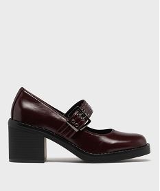 GEMO Chaussures à talon Mary Jane à semelle épaisse femme Rouge
