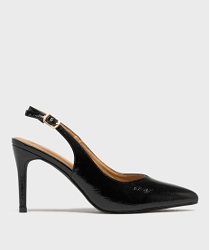GEMO Escarpins sling-back vernis à bout pointu et talon aiguille femme - Valentina Baldano noir standard