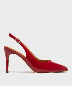 GEMO Escarpins sling-back vernis à bout pointu et talon aiguille femme - Valentina Baldano rouge vif