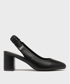 GEMO Escarpins femme unis bout amande ouverts au talon noir standard
