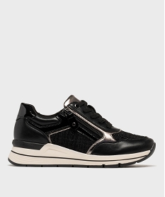GEMO Baskets à talon compensé et détails brillants femme Noir