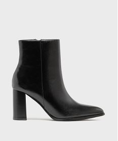 GEMO Boots à talon haut et bout pointu unies femme noir vif