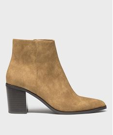 GEMO Bottines à bout carré et talon bloc femme - Follow Me Brun