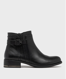 GEMO Boots à talon plat et boucle décorative femme noir standard