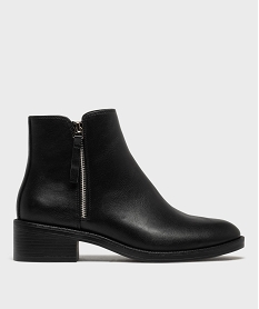 GEMO Boots zippées à petit talon en matière lisse femme noir standard
