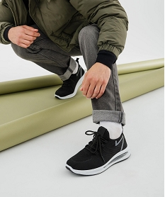 GEMO Baskets basses en mesh sans coutures homme noir standard