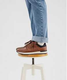 GEMO Baskets de ville avec col contrastant homme - Lee Cooper Brun