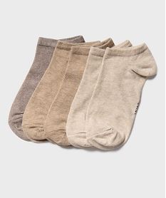 GEMO Chaussettes femme ultra courtes unies (lot de 5) beige standard