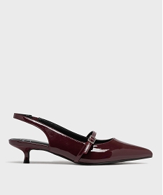GEMO Escarpins kitten heels à bout pointu et talon ouvert femme Rouge