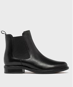 GEMO Chelsea boots en cuir lisse uni femme - Tanéo noir standard